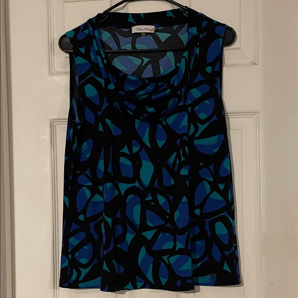 Calvin Klein Tops - Calvin Klein Black and Blue Abstract Blouse